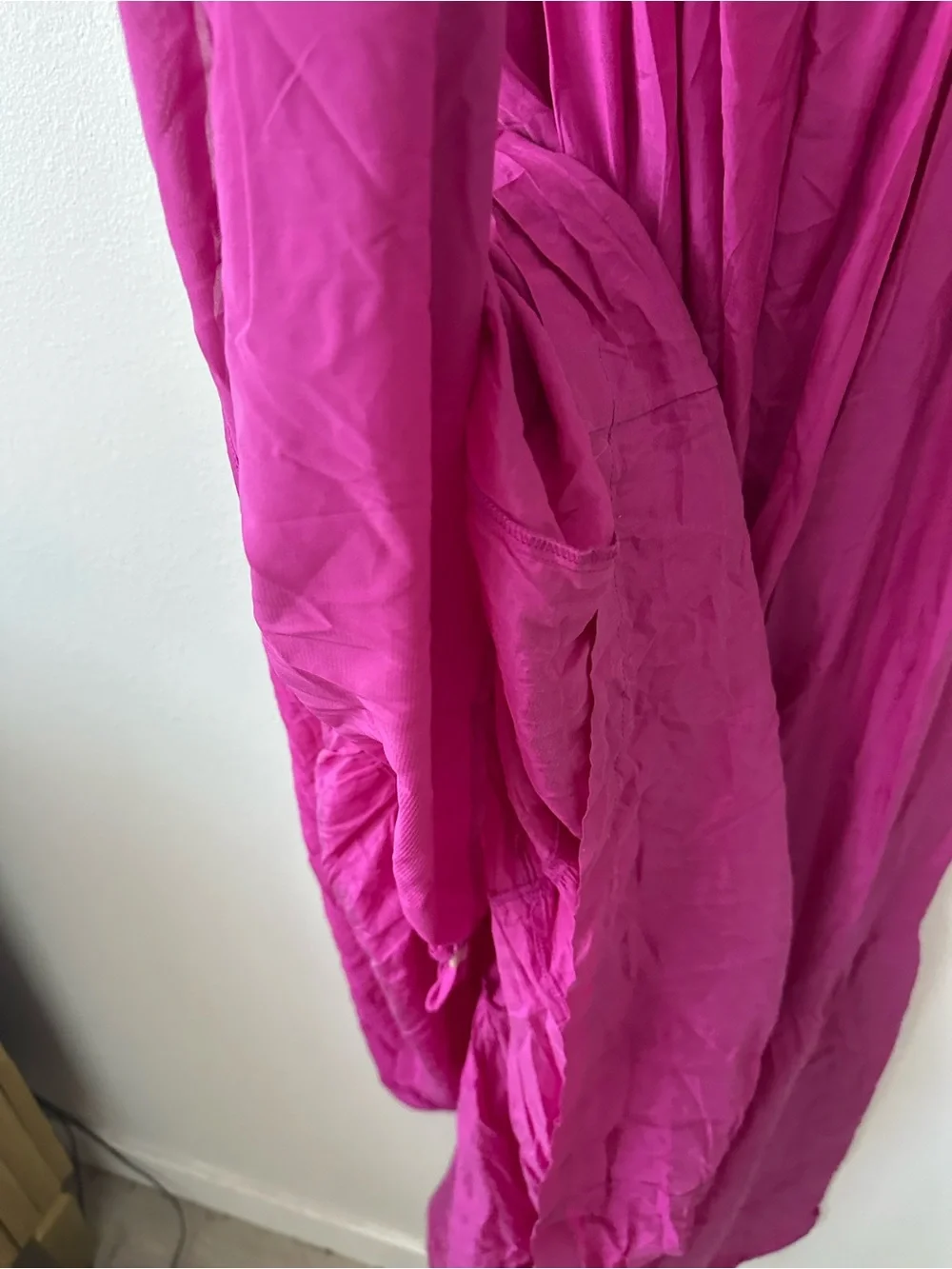 Abercrombie & Fitch pink fuschia puff sleeve maxi dress